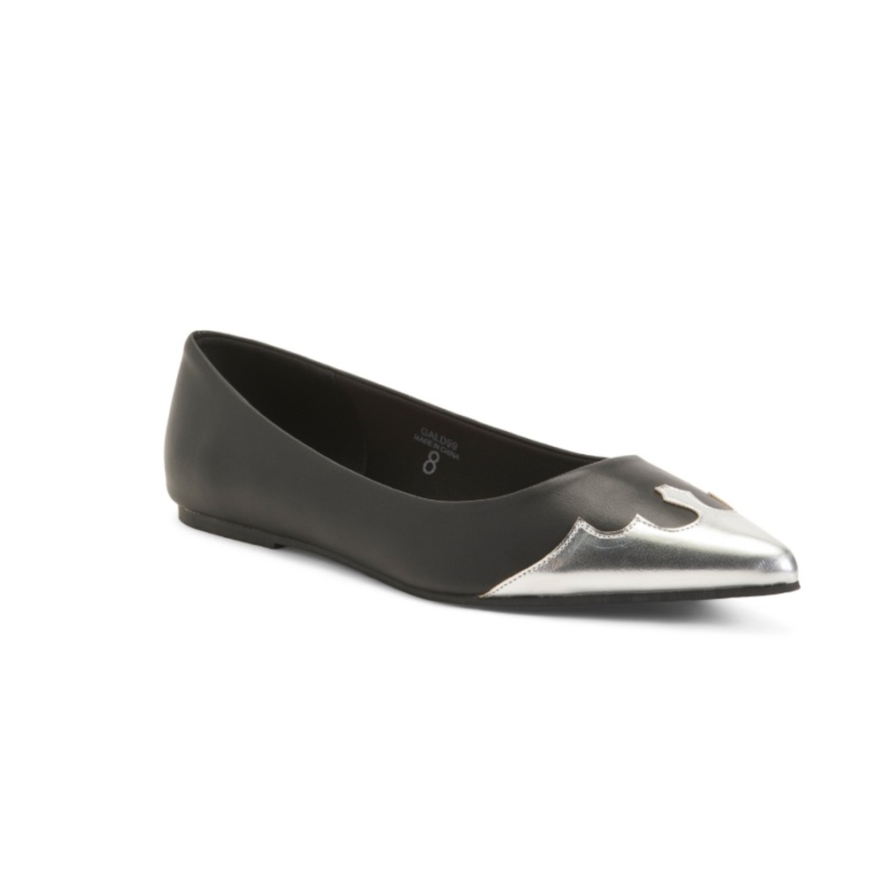 Band of The Free Glad Metallic Toe Western Flats Black & Silver Women’s Size 8